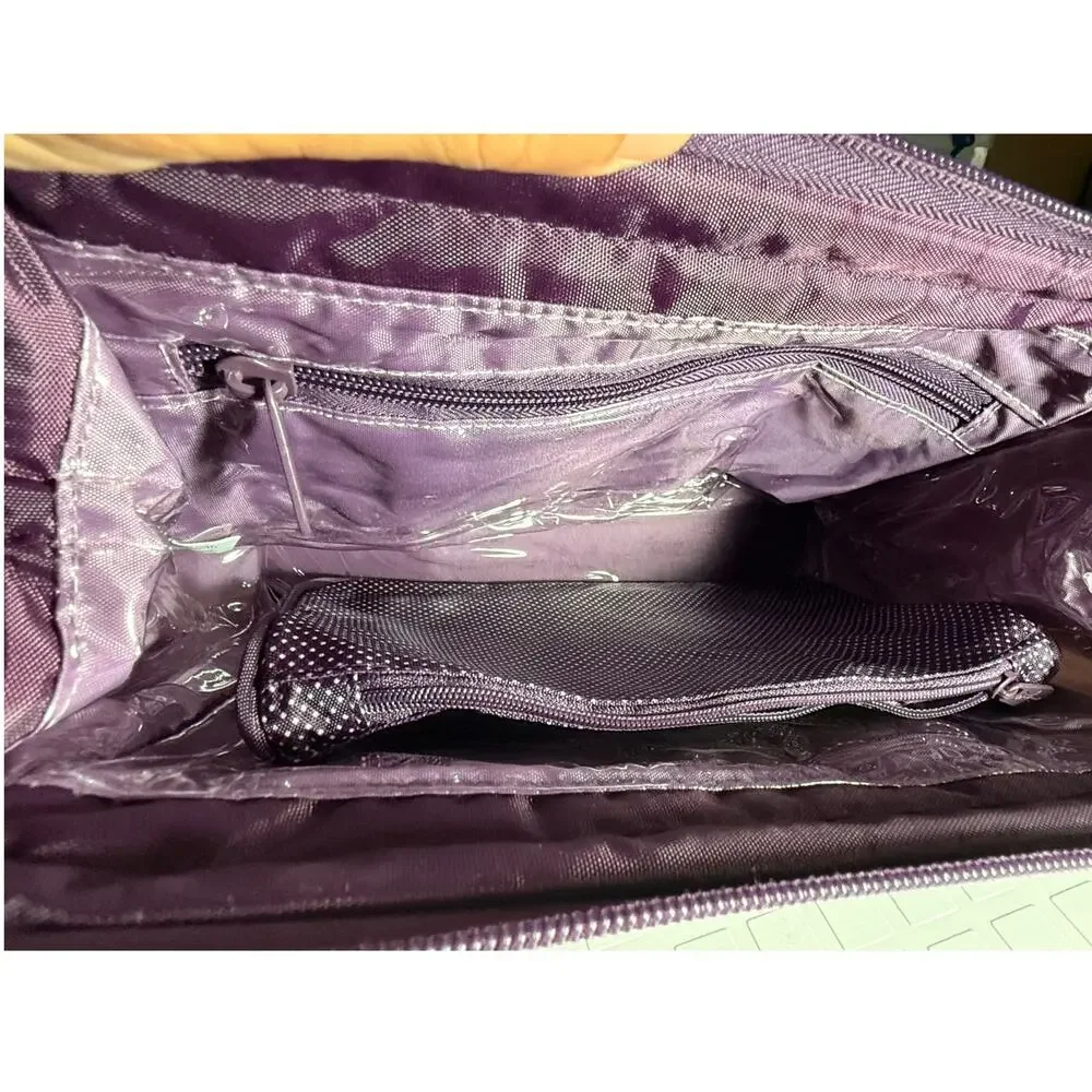 Thirty-One Purple Floral Makeup Bag with Zipper and Inner Pockets